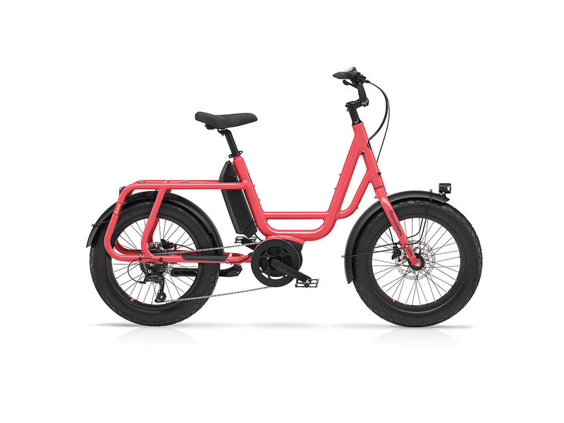Benno Bikes RemiDemi Performance 1x9sp Cargo Bike, 250W 65Nm Performance Motor, 400Wh battery, Step-Thru frame Coral Pink click to zoom image