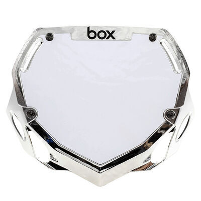 BOX BMX TWO Numberplate 8.25x9.5" Large Chrome Silver  click to zoom image